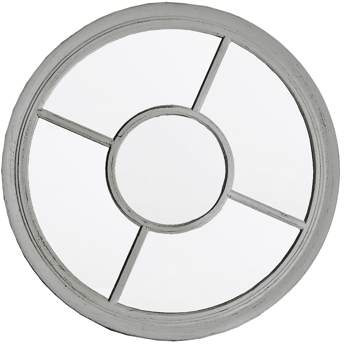 TS034 Wall décor art mirror weathered grey classic round